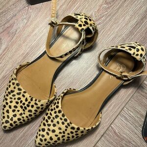Crown Vintage Leopard Print Ankle Strap Women's Shoes
